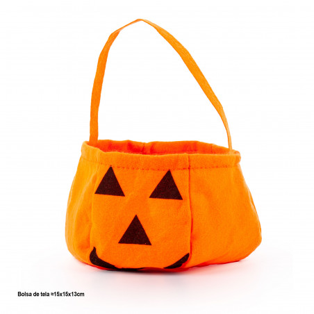 Borsa di zucca di Halloween con cono di caramelle