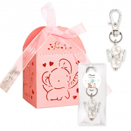 modello personalizzato tazza per battesimo baby shower elefante rosa personalizzato testo nome