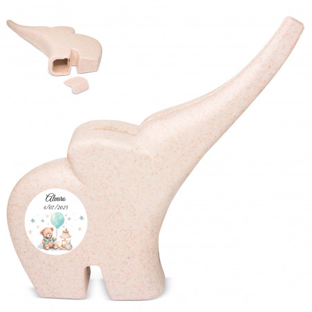 modello personalizzato tazza per battesimo baby shower elefante rosa personalizzato testo nome