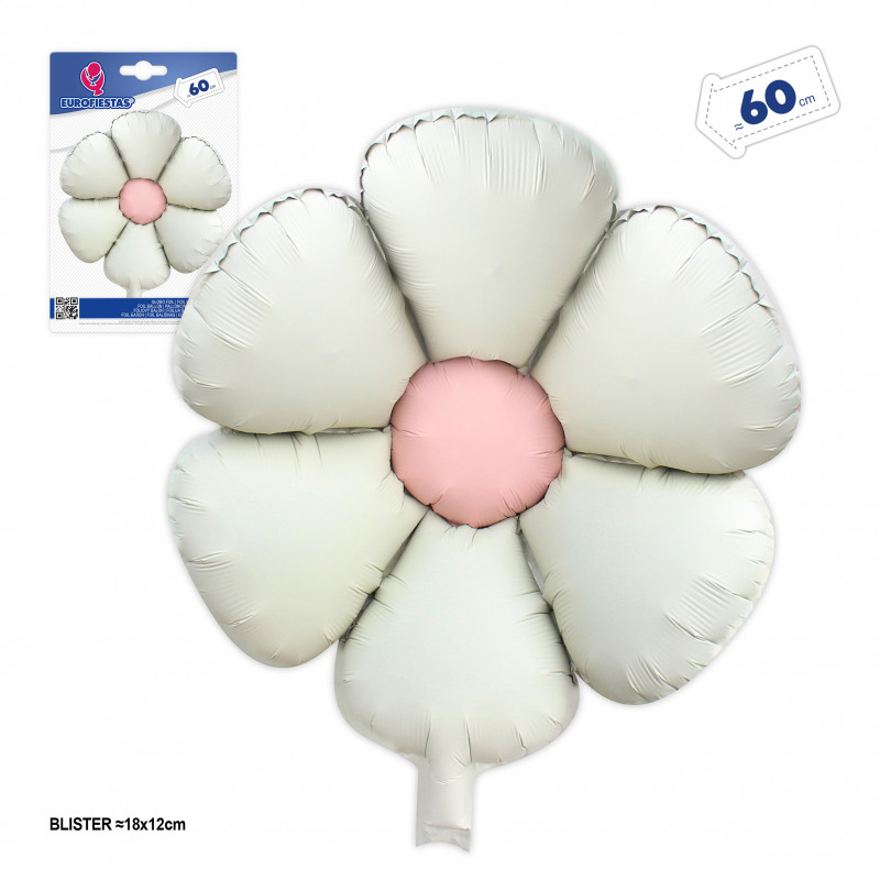 Palloncino bianco a forma di fiore con centro rosa