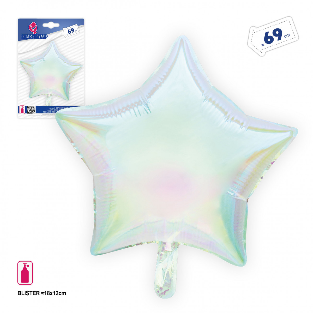 Palloncino bianco a forma di stella iridescente