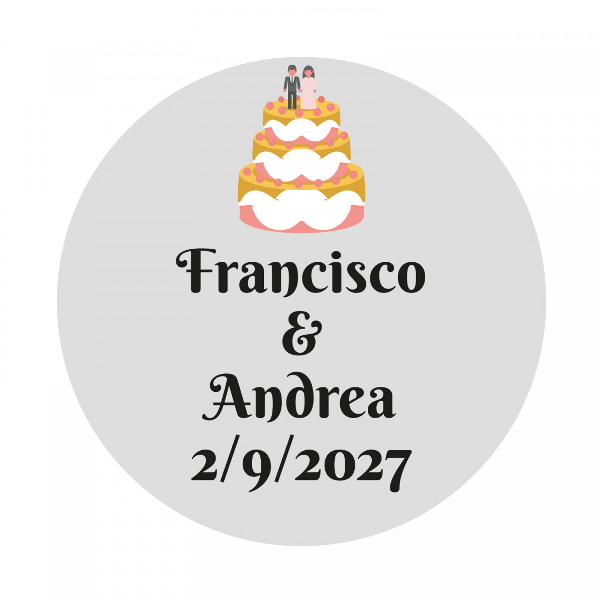 Sfondo trasparente torta nuziale adesivo personalizzabile da 2 cm per matrimoni