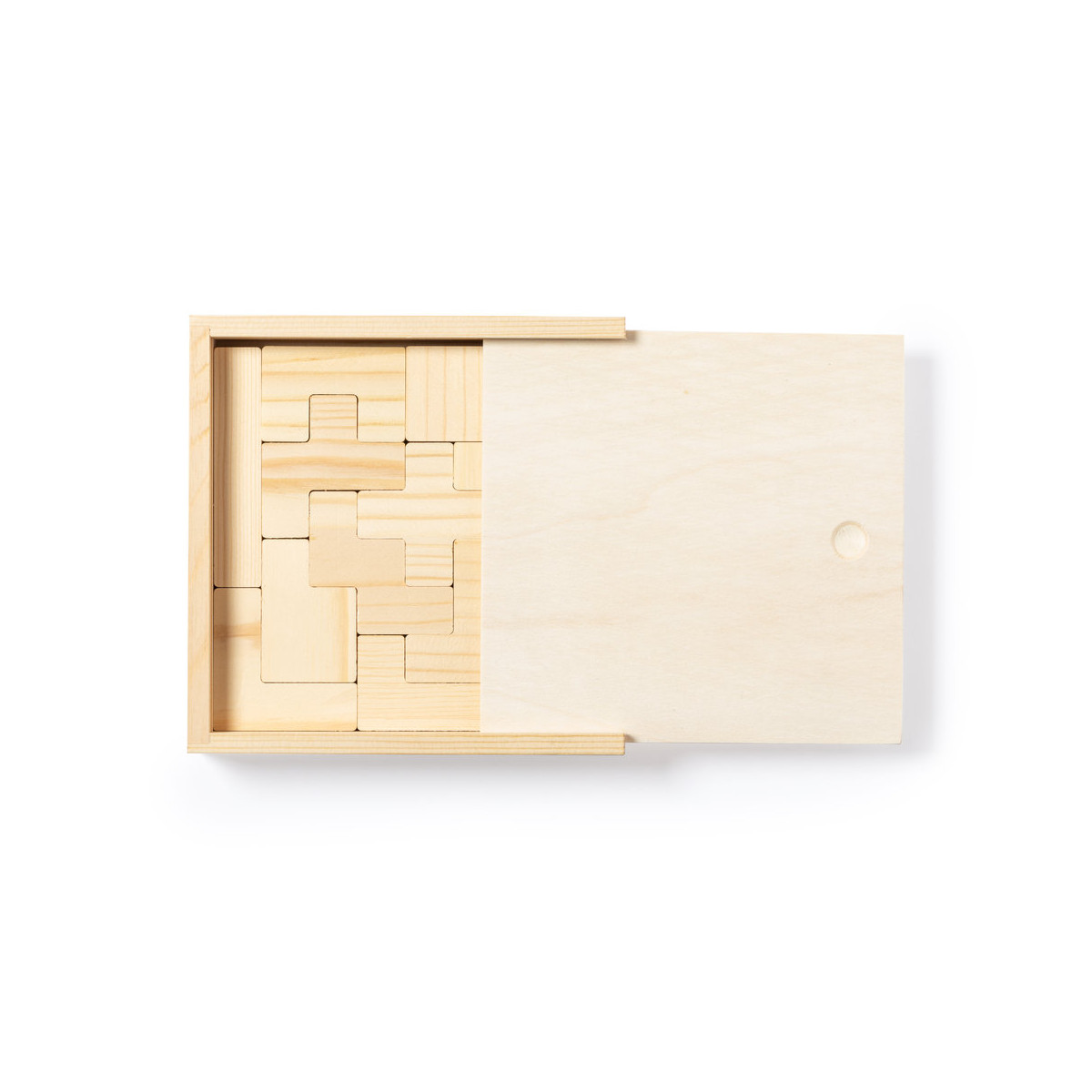 Puzzle tetris in legno presentato in una scatola