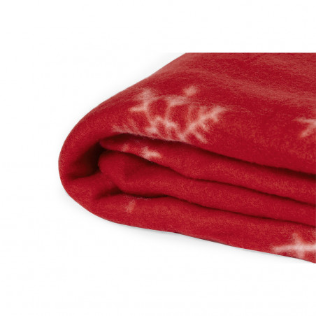 Coperta rossa con fiocchi di neve