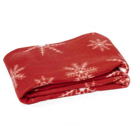 Coperta rossa con fiocchi di neve