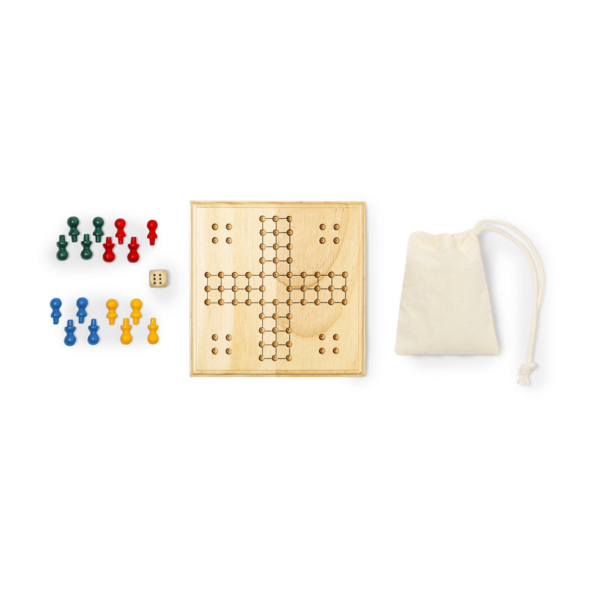 Parcheesi in legno con sacchetto in cotone