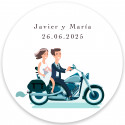 Adesivo 3 cm sposi su moto per dettagli matrimonio