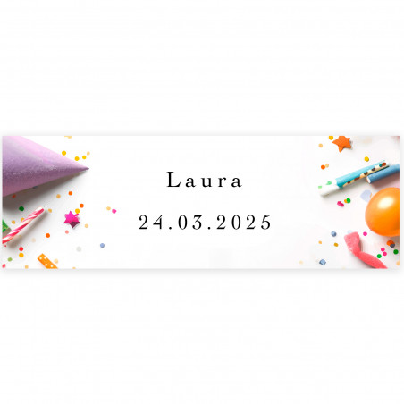 Adesivi per dettagli compleanno 6x2cm personalizzabili