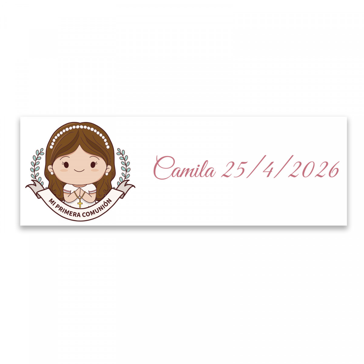 Adesivo Comunione 6x2cm personalizzato per bambina