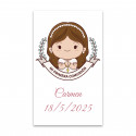 Adesivo Comunione 3x5cm personalizzato per bambina