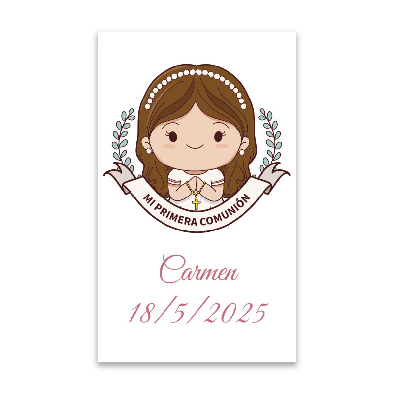 Adesivo Comunione 3x5cm personalizzato per bambina