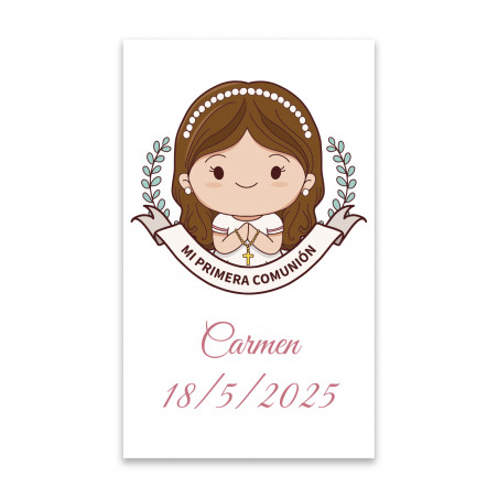 Adesivo Comunione 3x5cm personalizzato per bambina