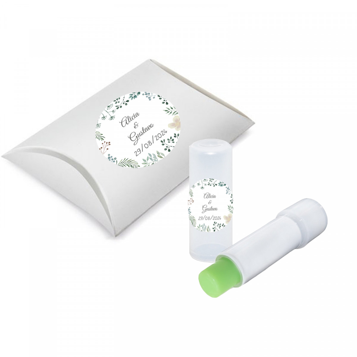 Balsamo labbra personalizzato all aloe vera con confezione regalo argento