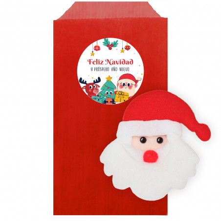 Magnete babbo natale in busta rossa con adesivo natalizio personalizzabile per i dettagli